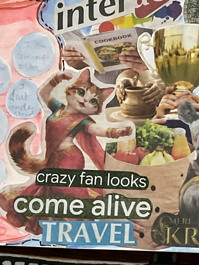 A comprehensive series of A3 art therapy collage works and process shots documenting the 'Bridge of Constellations' project. The gallery illustrates a transition from externalizing cognitive distortions in red and green jars to a finished visual manifesto. The artwork features a bridge of twelve zodiac signs connecting negative self-beliefs to positive truths, integrated with spiritual imagery of Lord Krishna, symbols of national pride, and bold newspaper-cut affirmations representing a life of 'Param' value, discipline, and professional excellence."